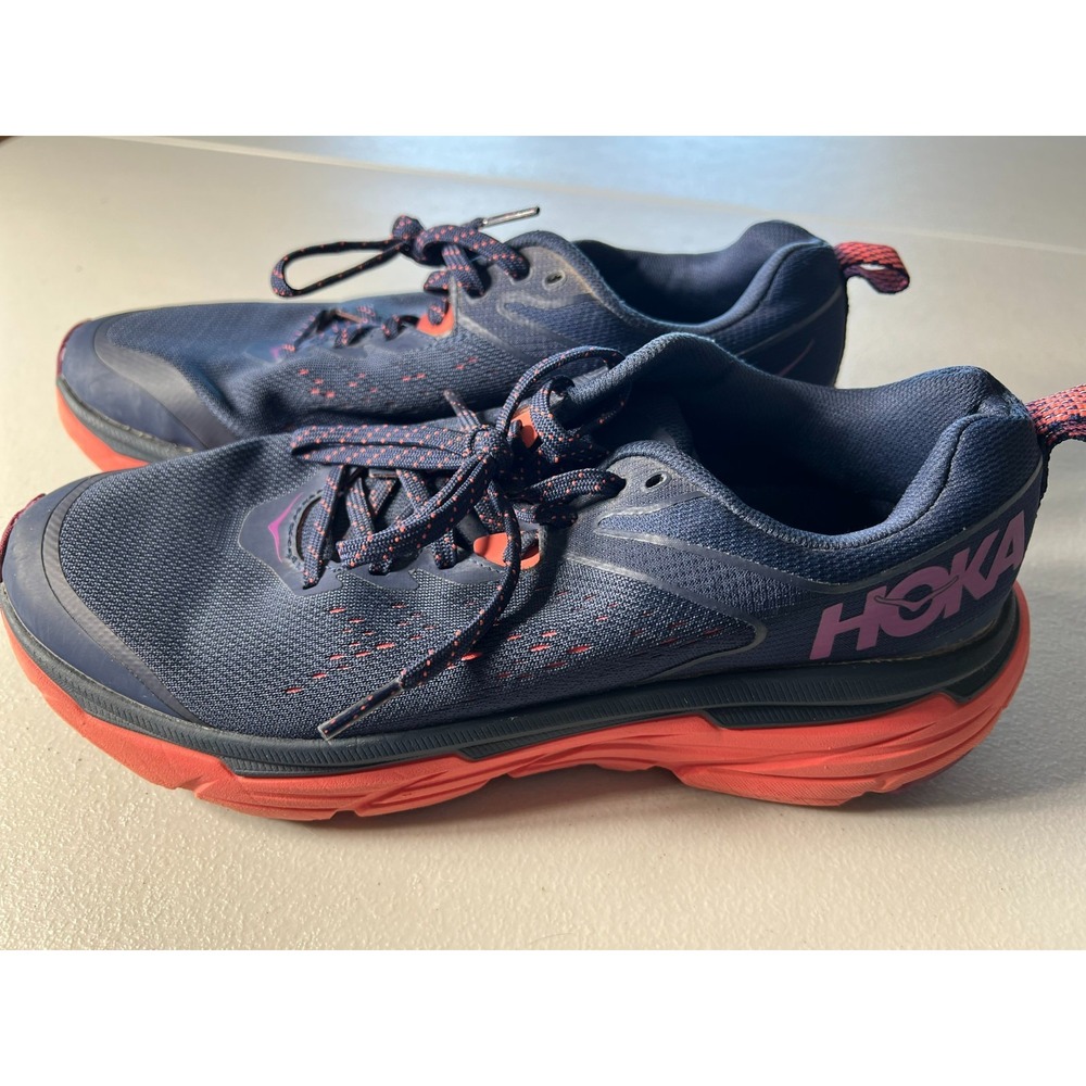 Hoka One One Challenger ATR 6 Womens 8.5 B Navy Coral Trail Running Shoes 110651